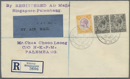 Br/ Singapur: 1930, Registered Airmail Addressed To Palembang With 35c And 1c (2) KGV Tied By KATONG SIN - Singapour (...-1959)