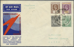 Br/ Singapur: 1933, Airmail SINGAPORE-CAIRO Cover With Imperial Airways Advertisment Franked With 1c,2c, - Singapore (...-1959)