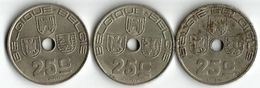 Lot 3 Pièces De Monnaie   25  Centimes  NDL / FR - 25 Cents