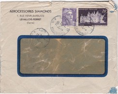 FRANCE ADVERTISING COVER - AEROCESSOIRES SIMMONDS 1954 - 1859-1959 Briefe & Dokumente