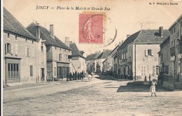 CPA 71 JONCY Place De La Mairie Et Grande Rue Animée - Andere & Zonder Classificatie