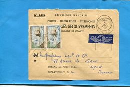 Marcophilie-Nouvelle Calédonie-lettre P TT Sce Recouvrements N°1494>Francecad VOM  1963-stamp N°303 - Brieven En Documenten