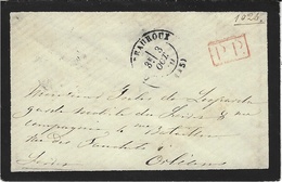 3-10-1870 - Enveloppe De Deuil De Chateauroux ( Indre ) Cad T17 + P.P. Rouge Pour Un Garde Mobile à Orléans - Guerre De 1870