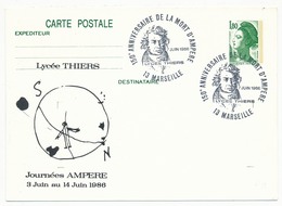 Entier Repiqué - 1,80 Liberté - Lycée Thiers (Marseille) - Journées Ampère 1986 - Postales  Transplantadas (antes 1995)