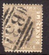 Sierra Leone QV 1884-91 4d Brown Definitive, Wmk. Crown CA, Used, Missing Corner, SG 33 (BA) - Sierra Leone (...-1960)