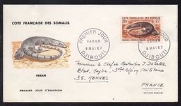 COTE DES SOMALIS - LEGION - DJIBOUTI / 1967 # 328 SUR PREMIER JOUR VOYAGE (ref LE2016) - Cartas & Documentos