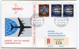 RC 6615 SUISSE 1968 1er VOL SWISSAIR GENEVE - RIO DE JANEIRO BRESIL FFC LETTRE COVER - Eerste Vluchten