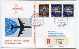 RC 6615 SUISSE 1968 1er VOL SWISSAIR GENEVE - RIO DE JANEIRO BRESIL FFC LETTRE COVER - Primeros Vuelos