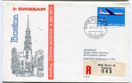 RC 6616 SUISSE 1971 1er VOL SWISSAIR ZURICH - BOSTON USA FFC LETTRE COVER - Eerste Vluchten