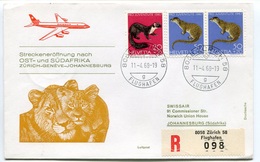 RC 6620 SUISSE 1968 1er VOL SWISSAIR ZURICH GENEVE - JOHANNESBURG AFRIQUE DU SUD LION FFC LETTRE COVER - Erst- U. Sonderflugbriefe