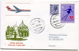 RC 6630 SUISSE 1965 1er VOL SWISSAIR ROMA ITALIE- BASILEA FFC LETTRE COVER - Erst- U. Sonderflugbriefe