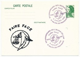 Entier Repiqué - 1,70 Liberté - 50eme Anniversaire De L'Ecole De L'Air - SALON DE PROVENCE - 1985 - Cartes Postales Repiquages (avant 1995)