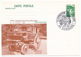 Entier Repiqué - 1,10 Sabine - 11eme Expo Philatélique - 84 SORGUES - 1980 (Tacot) - Cartes Postales Repiquages (avant 1995)