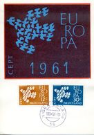 EUROPA CEPT 1961 CARTE MAXI PAYS BAS YVERT Nº 738/739  19 Pigeons En Vol Symbolisant Les 19 Pays CEPT - 1961