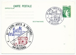 Entier Repiqué - 0,80 Sabine - VIeme Expo Arts Et Culture - 34 BEZIERS - 1981 - Postales  Transplantadas (antes 1995)