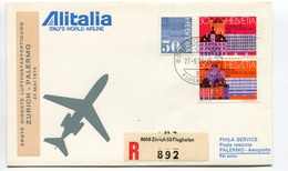 RC 6643 ITALIE 1974 1er VOL ALITALIA ZURICH SUISSE - PALERMO RETOUR FFC LETTRE COVER - Posta Aerea