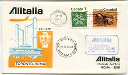 RC 6656 ITALIE 1972 1er VOL TORONTO CANADA - ROME RETOUR FFC LETTRE COVER - Poste Aérienne