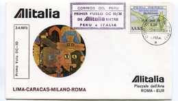 RC 6658 ITALIE 1973 1er VOL LIMA PERU - ROMA RETOUR FFC LETTRE COVER - Airmail