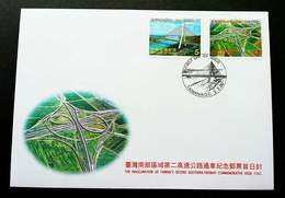 Taiwan The Inauguration Of Second Southern Freeway 2000 Traffic Bridge Bridges Infrastructure (stamp FDC) - Cartas & Documentos