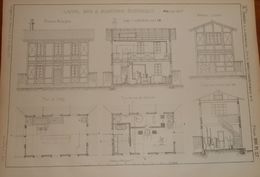 Plan D'un Lavoir Bain Et Buanderie économique. 1859 - Travaux Publics