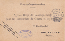 Kriegsgefangenensendung - 1916 SOLTAU > BRUX. - Tinant  LAGER 1  Baraque 12 - Krijgsgevangenen