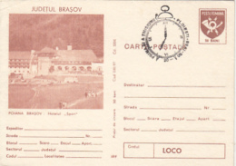 68844- POIANA BRASOV- SPORT HOTEL, CAR, BUSS, TOURISM, POSTCARD STATIONERY, OBLIT FDC, 1988, ROMANIA - Hotel- & Gaststättengewerbe