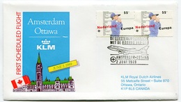 RC 6689 PAYS-BAS KLM 1989 1er VOL AMSTERDAM - OTTAWA CANADA FFC NETHERLANDS LETTRE COVER - Airmail