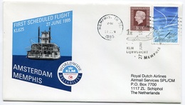 RC 6693 PAYS-BAS KLM 1995 1er VOL AMSTERDAM - MEMPHIS USA FFC NETHERLANDS LETTRE COVER - Luchtpost