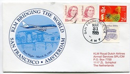 RC 6694 PAYS-BAS KLM 1993 1er VOL SAN FRANCISCO USA - AMSTERDAM FFC NETHERLANDS LETTRE COVER - Poste Aérienne