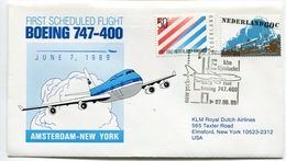 RC 6695 PAYS-BAS KLM 1989 1er VOL AMSTERDAM - NEW YORK USA FFC NETHERLANDS LETTRE COVER - Luftpost