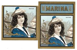 2 Etiquettes  -  Cigare  MARINA - PEPITOS - Jeune Fille En Tenue De Marin - Labels