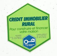 Autocollant , Banque , Crédit Immobilier Rural ,  Crédit Immobilier De France ,Poitiers , Chatellerault - Autocollants