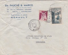 FRANCE  PROTECTORATE COVER - AUTOMOBILES ET PIÈCES RENAULT  - ATELIER INDUSTRIEL DE L'AIR   - CASABLANCA MAROC MOROCCO - Covers & Documents