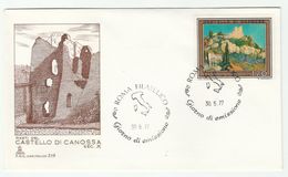 1977  ITALY FDC CASTLE Castello Di Canossa Stamps Cover - Châteaux