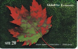 TARJETA DE SUIZA DE GLOBALONE DE UNA HOJA EN OTOÑO - Zwitserland