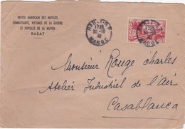 FRANCE MAROC MOROCCO PROTECTORATE - COVER - RABAT - COMBATTANTS VICTIMES DE LA GUERRE   - CASABLANCA - Lettres & Documents