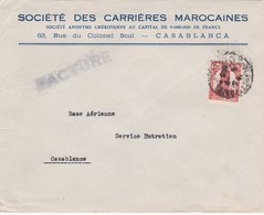 FRANCE MAROC MOROCCO PROTECTORATE - COVER - BASE AÉRIENNE    - CASABLANCA - Covers & Documents