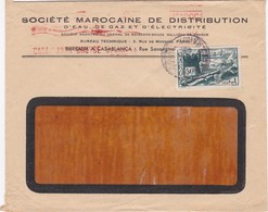 FRANCE MAROC MOROCCO PROTECTORATE - COVER - EAU  GAZ ET D'ELECTRICITÉ  - CASABLANCA - Covers & Documents