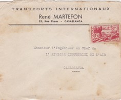 FRANCE MAROC MOROCCO PROTECTORATE - COVER  - TRANSPORTS INTERNATIONAUX - CASABLANCA - Covers & Documents
