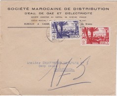 FRANCE MAROC MOROCCO PROTECTORATE - COVER- EAU, GAZ ET ÉLECTRICITÉ   - CASABLANCA - Covers & Documents