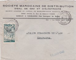 FRANCE MAROC MOROCCO PROTECTORATE - COVER- EAU, GAZ ET ÉLECTRICITÉ   - CASABLANCA - Covers & Documents