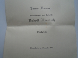 D156470 Klagenfurt Austria - Irma Donner  & Rudolf Weinlich  Oberleutenant Und Feldpilot  1918 - Verloving