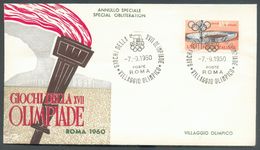 ITALIE 2 FDC Illustrés Flamme Olypique Affr. Divers Obl. GIOCCHI DELLA XVII OLIMPIADE * ROMA * VILLAGGIO OLIMPICO 7-9-19 - Zomer 1960: Rome