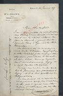 LETTRE DE 1897 M A GRAUVIN ÉTUDE NATAIRE HAISNAIS : - Manuscripts