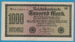 DEUTSCHES REICH 1000 Mark  Code NF  15.09.1922 # Wa 013294*  P# 76d - 1.000 Mark