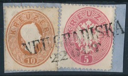 1861 10kr + 1863 5kr Vegyes Bérmentesítés Kivágáson 'NEUGRADISKA' Luxus - Other & Unclassified