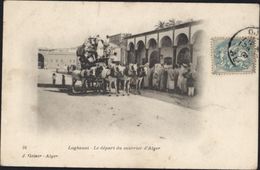 CPA Algérie Laghouat Le Départ Du Courrier D'Alger Diligence 24 J Geiser Alger Cachet BM Boite Mobile Au Verso - Laghouat