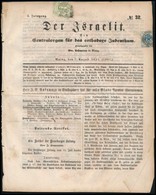 1861 Der Israelit Mainzi Zsidó újság  Thurn Und Taxis Bélyeg Maradványával, Osztrák Hírlapilleték Bélyeggel Bécsi '1' ér - Other & Unclassified