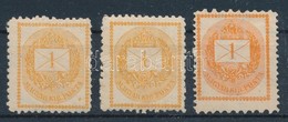 ** * 1881 3 Db Magánfogazású, Klf Színű Hírlapbélyeg / 3 Newspaper Stamps In Differenct Colours With Private Perforation - Other & Unclassified