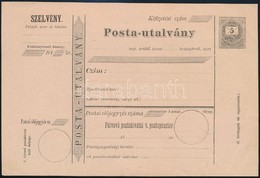 1874 Használatlan Fekete 5kr Postautalvány Vízjellel - Other & Unclassified